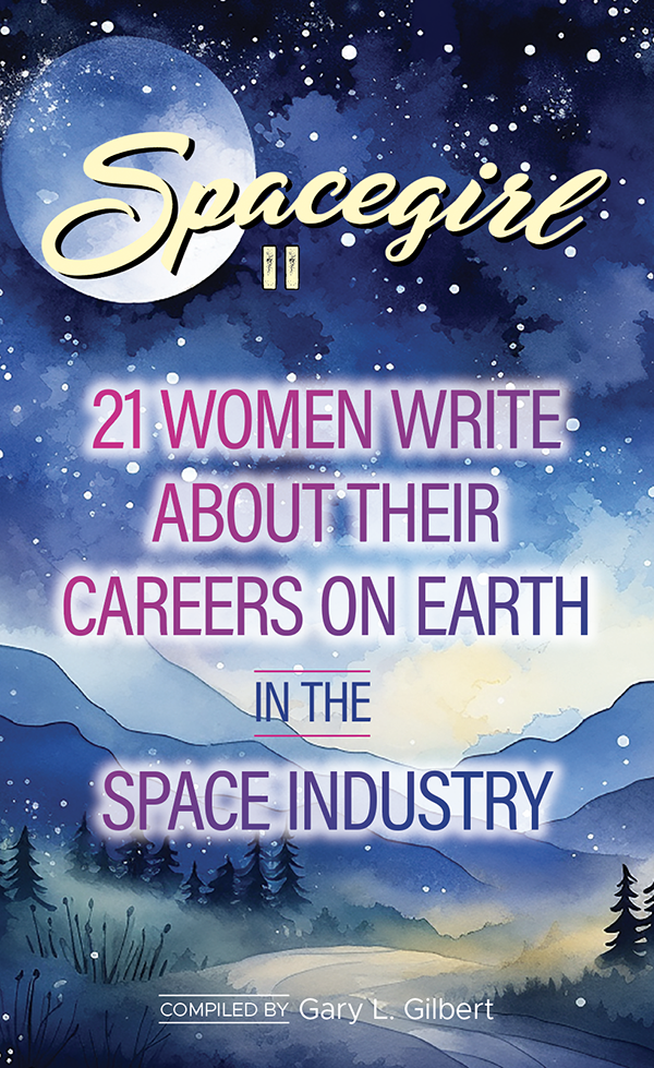 Book cover for Spacegirl II. There is an illustration of a pathway with a starry sky and moon above.